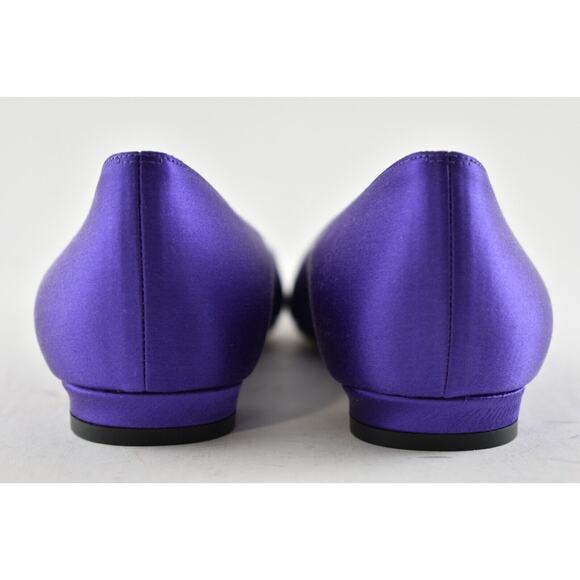 Manolo Blahnik Hangisi Violet Purple Satin Jewel Buckle Ballerina Ballet Flat 38 - Picture 11 of 12